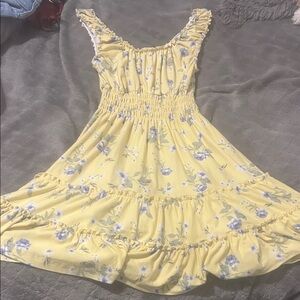 Yellow Floral Ruffle Dress